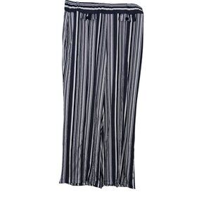 Black & White Striped Wide Leg Pants M Robert Louis 92% Polyester 8% Spandex